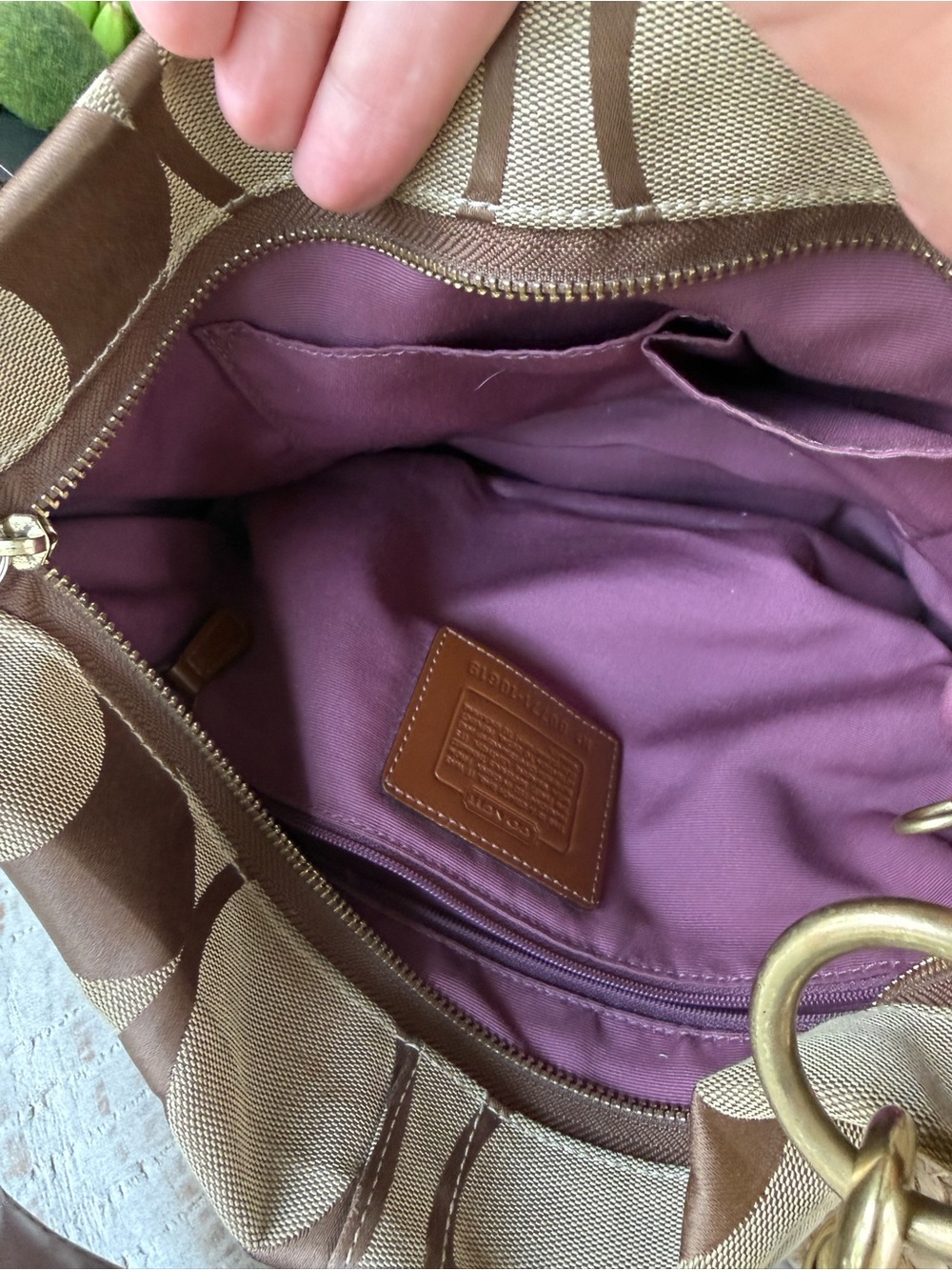 Coach Tan and Brown Signature Canvas Shoulder Bag - Picture 9 of 10